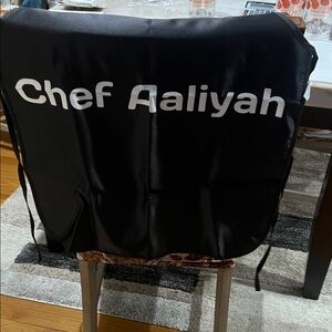Black Chef Apron with White Text